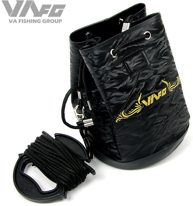 VA 미니두레박 복주머니형 접이식 뚜레박 물통, 블랙