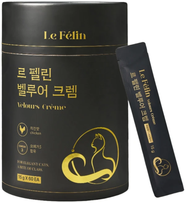 오메가3가 함유된 고양이 짜먹는 간식 60p 르 펠린 벨루어 크렘, 900g, 1개, 치킨맛 - 쿠팡