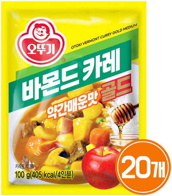 오뚜기 바몬드 카레 골드 약간매운맛 과립형, 100g, 20개