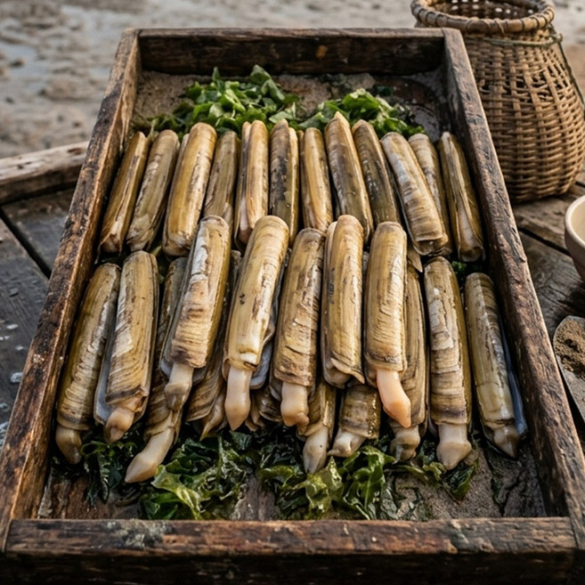 갯벌의 맛조개 100%자연산 제철 손질 세척 초무침 조개구이 아이큐샵, 1개, 2kg+순살바지락4팩
