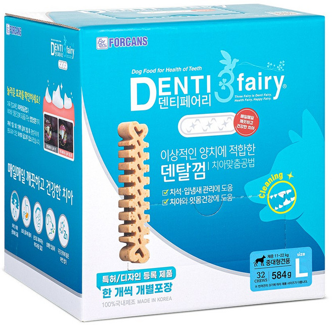 포켄스덴티페어리 강아지 벌크팩 SS, L사이즈, 584g, 1개