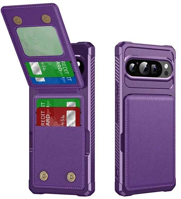 구글 픽셀 10 9 8 7 프로 XL 9A 8A 7A용 충격 방지 보호 가죽 플립 월렛 카드 보관 가방 스탠드 폰 케이스, 13 구글 픽셀 7A, 04 Purple