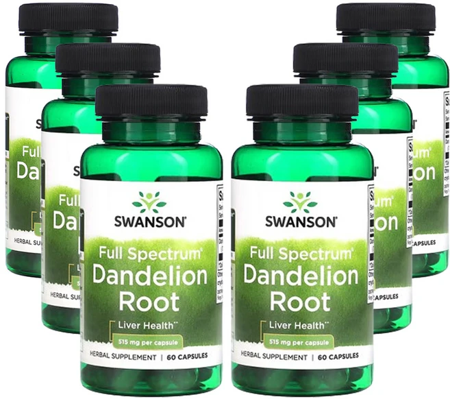 스완슨 풀스펙트럼 민들레 뿌리 515mg 60캡슐, 6개, 60정 - 쿠팡