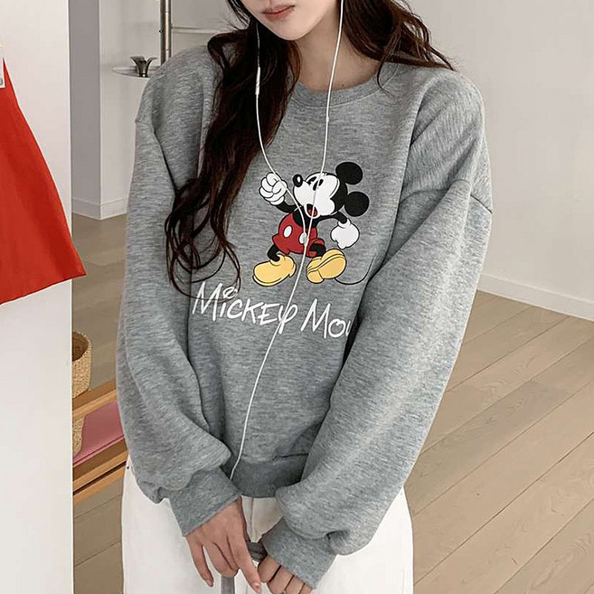 아비엘르 여성 디즈니 미키마우스 기모 맨투맨