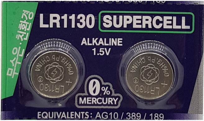 알카라인 버튼셀 무수은 건전지 LR1130 (낱개2P), 2개입, 1개