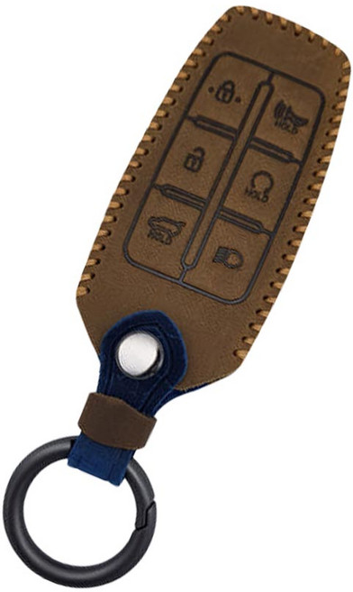 제네시스 6버튼 (호환) 가죽 스마트키케이스, 다크브라운, 1개