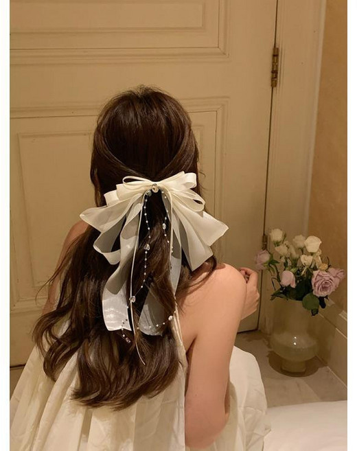 浪漫飄帶蝴蝶結髮夾頭飾女