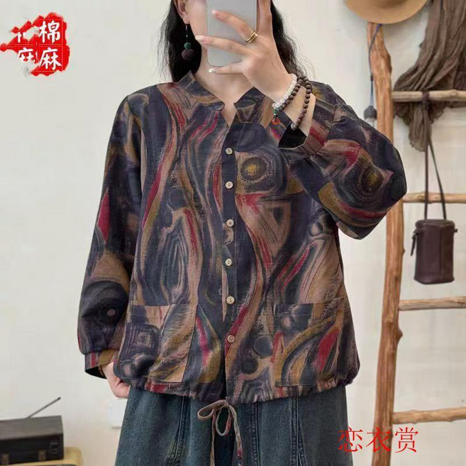 棉麻外套 中老年女裝上衣