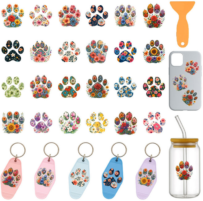 UV 전사지 DIY 컵 꾸미기 24x11cm 10개, 발바닥