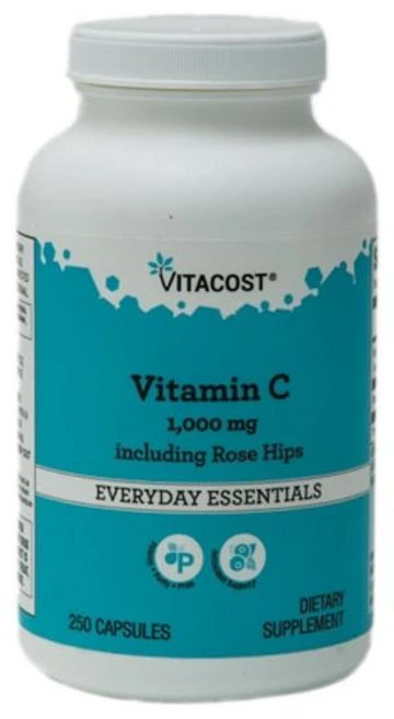 비타코스트 비타민C 1000mg 로즈힙 함유 Vitacost Vitamin C with Rosehips, 1개, 250정 - 쿠팡