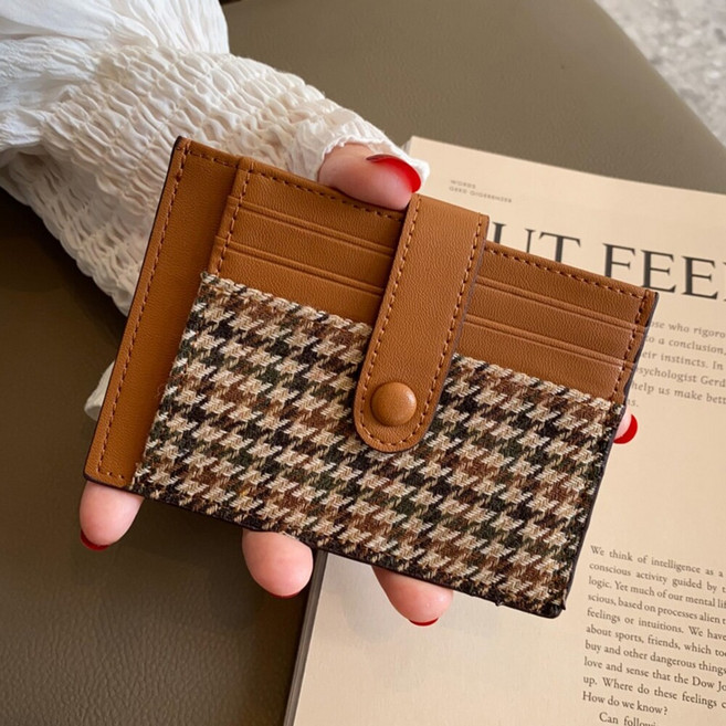 防消磁千鳥格紋卡夾 - 小巧超薄卡包 高檔卡套送禮佳品