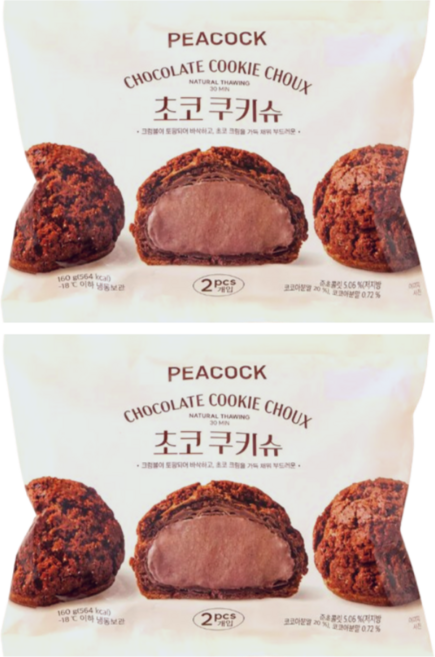 유로베이크 피코크 초코 쿠키슈 160g, 2개
