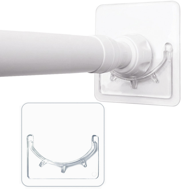 못없이 압축봉 걸이 커튼봉 고정 브라켓 홀더 2P, 투명