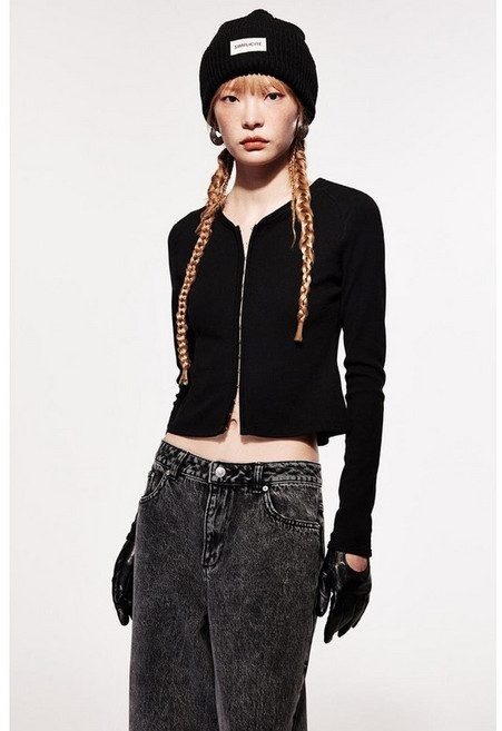 국내백화점 H&M 가디건 브랜드관 리브드 블랙 1269036001 커플 사무실 (BK파우치 증정)