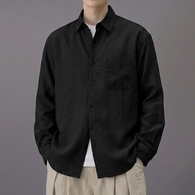 스댕클럽 남성용 빅사이즈 데일리 쿨 린넨 긴팔 셔츠 SWA0602