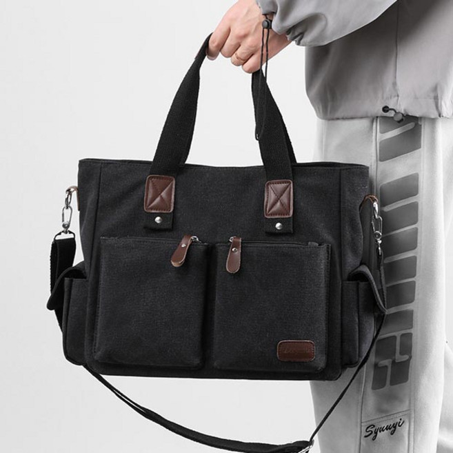ANYOU 남녀공용 캔버스 서류가방 통근 대용량 크로스백