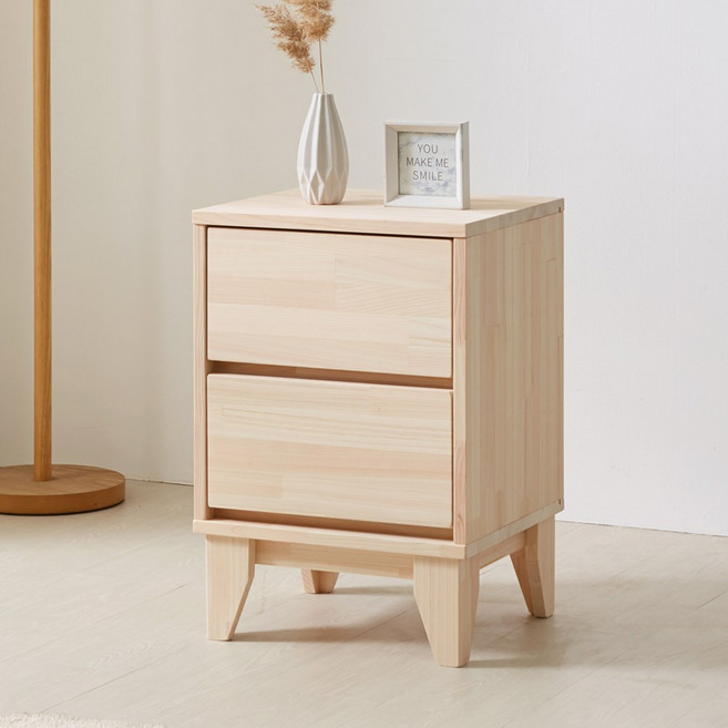 세미 편백나무 북유럽 원목 침대 협탁 미니서랍장, 1개, 네츄럴