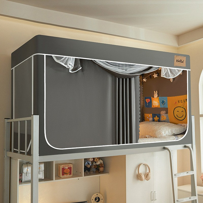 싱글침대 커튼 사계절 난방텐트 사각모기장 일체형 침실 1인용 암막커튼