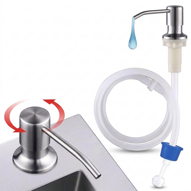 나르엔 리필 필요없는 싱크대 세제 디스펜서 대용량 호스 연결 주방 펌프형 세제통, 1개