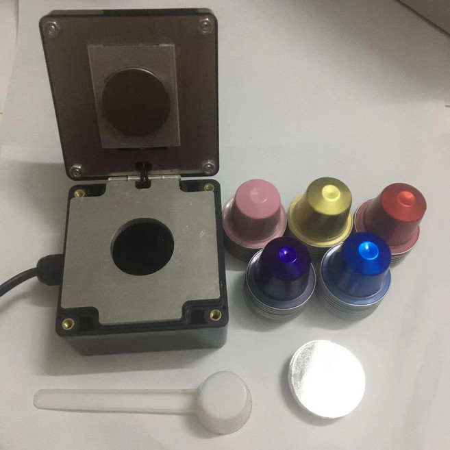 캡슐 커피 만들기 필름 리필용기 가정용 키트 네스프레소, 검정색100개 혼합 알루미늄 컵열봉인