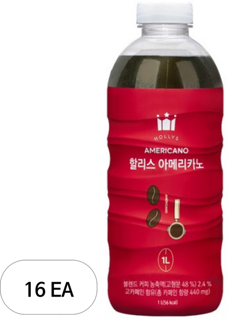 할리스 아메리카노 병커피, 1L, 1개입, 16개