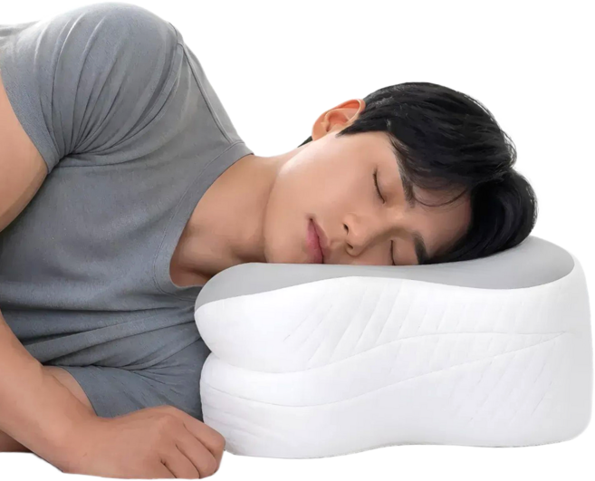 포에포에 남성용 옆잠베개 옆으로 자는 분을위한 높이조절 경추배게, 1개, 화이트그레이