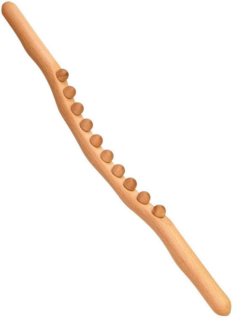 5珠圓點按摩棒 碳化 長約36cm, 1個, 十珠櫸木1只