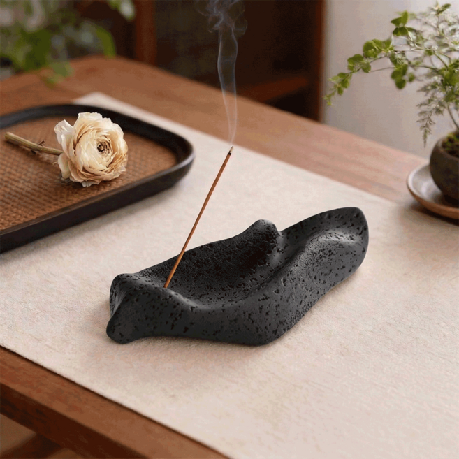 구름상회 스톤 인센스 홀더 향꽂이 향받침대, 블랙