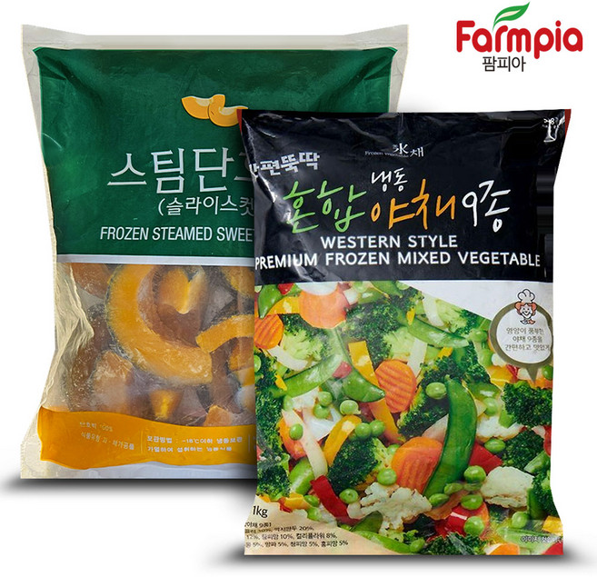 팜피아 냉동 유피단호박 슬라이스 1팩+냉동 9종야채 1팩, 1개