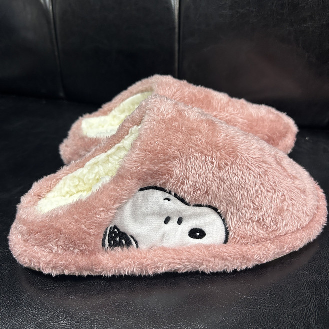 스누피&우드스탁 보아털안감 가득한 실내용 겨울 슬리퍼