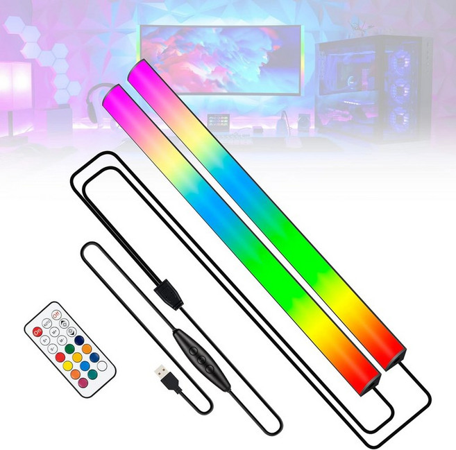 모니터 RGB 라이트 바 책상 게임 설정용 LED 조명 USB 전원 키보드 12인치 5V 353가지 색상 변경 모드 무선 리모컨 방 장식용 앰비언트 설정 PC