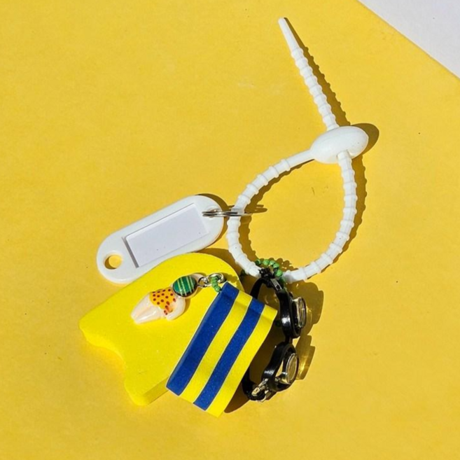 올데이오브제 수영키링 킥판 풀부이 수영가방키링 풀세트, 1개, B Type:도트걸