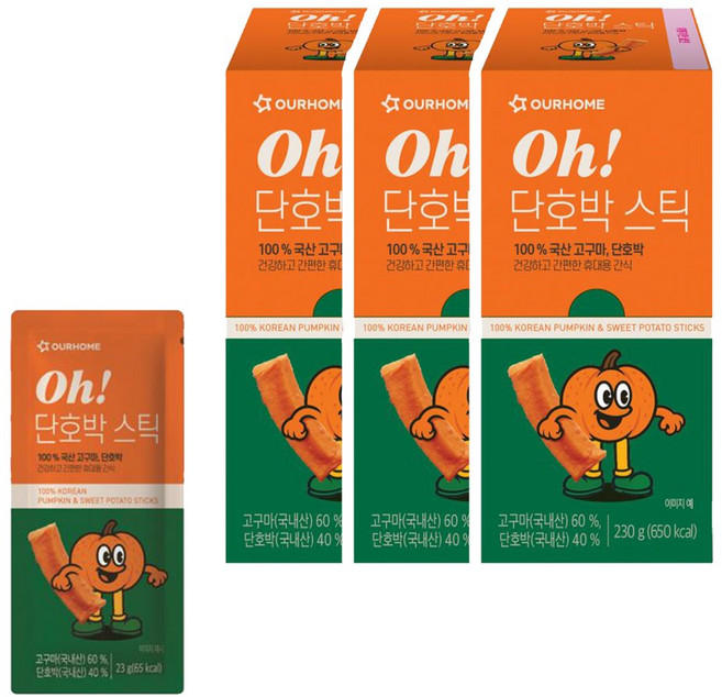아워홈 Oh! 단호박 스틱, 30개, 23g