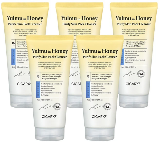 시카알엑스 율무인허니 퓨리파이 스킨팩 클렌저 국내산 율무 클렌징폼 오돌토돌 요철 스크럽 각질제거 모공수개선 대용량, 5개, 180ml - 쿠팡