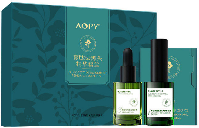 AOPY 寡肽去黑頭鼻膜貼三部曲 淨透導出液 鼻貼 去粉刺 收縮毛孔, 1個, 寡肽去黑頭精華套盒