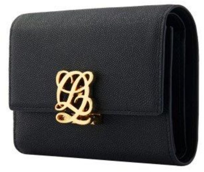 루이까또즈 금장로고 여성 3단 블랙 반지갑 (선물포장)