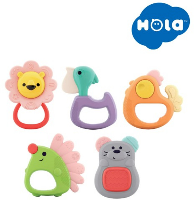 홀라 포레스트 베이비 티더 래틀 딸랑이 5종세트, 혼합색상, 1개