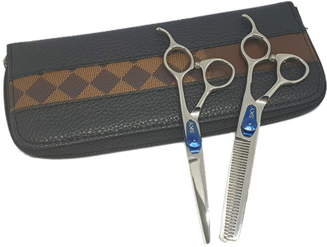 SKY 커트+틴닝+가위집 미용가위 세트, 1개, 실버색