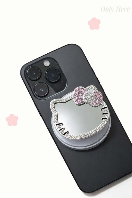 맥세이프 휴대폰 고양이 거울 스마트톡 자석 거치대 그립톡, 핑크, 1개