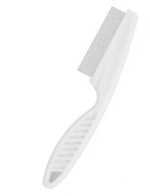 貓咪狗狗清潔毛髮密齒塑料除蚤梳 鋼針梳, 1個, 大號18CM, 白色