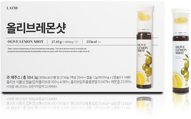 라티브 올리브레몬샷 올레샷 유기농 엑스트라버진 올리브오일 캡슐, 14개, 25ml