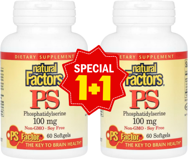 1+1 네추럴팩터스 포스파티딜세린 100mg 소프트젤 60정 해바라기 레시틴 추출물 / 해외직구 캐나다정품, 2개