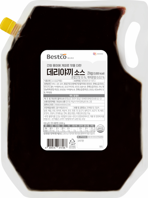 냉장 대상 베스트코 데리야끼소스 2kg, 1개