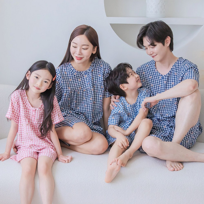 2WE 봄 여름 커플 풍경인견 가족잠옷세트 아동 주니어 파자마