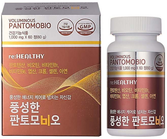 풍성한 판토모비오 판토텐산 맥주효모 비오틴 남성 여성 고함량 비타민B군 비타민하우스 모발 영양제, 1개, 60정