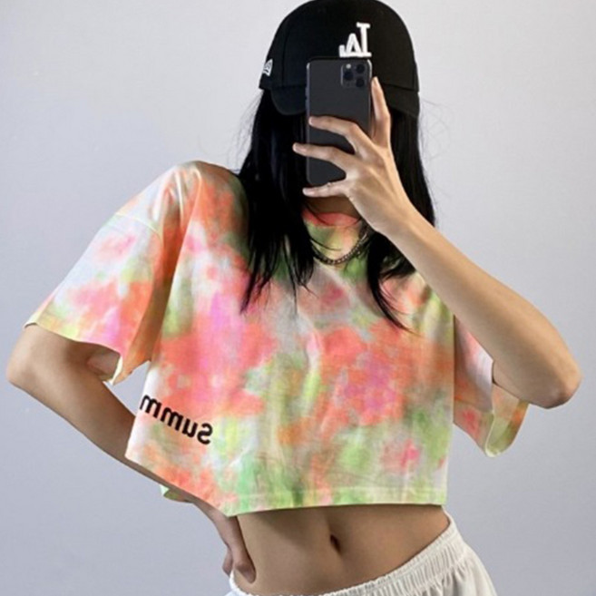 [주식디디댄스] 물나염 드로잉 크롭 댄서복 스트릿 공연복 KPOP 방송의상 걸스힙합