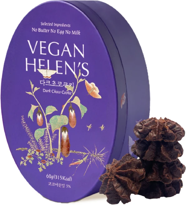 비건헬렌스 아트시리즈 다크초코쿠키, 1개, 60g - 쿠팡
