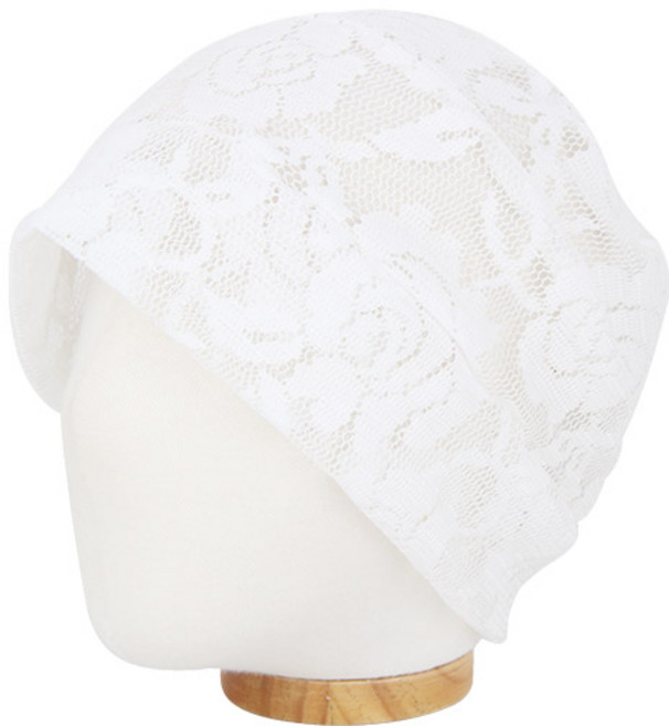 베이직엠 중년 여성 여름 반다나 비니 플라워 레이스망사