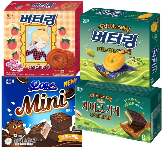 버쓰set 두바이 버터링 + 딥라즈베리 + 예쓰의 케이크 피스타치오 + 오예스 미니 쿠앤크, 1