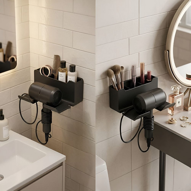 AMENYX 무타공 드라이기 거치대, 그레이, 1개